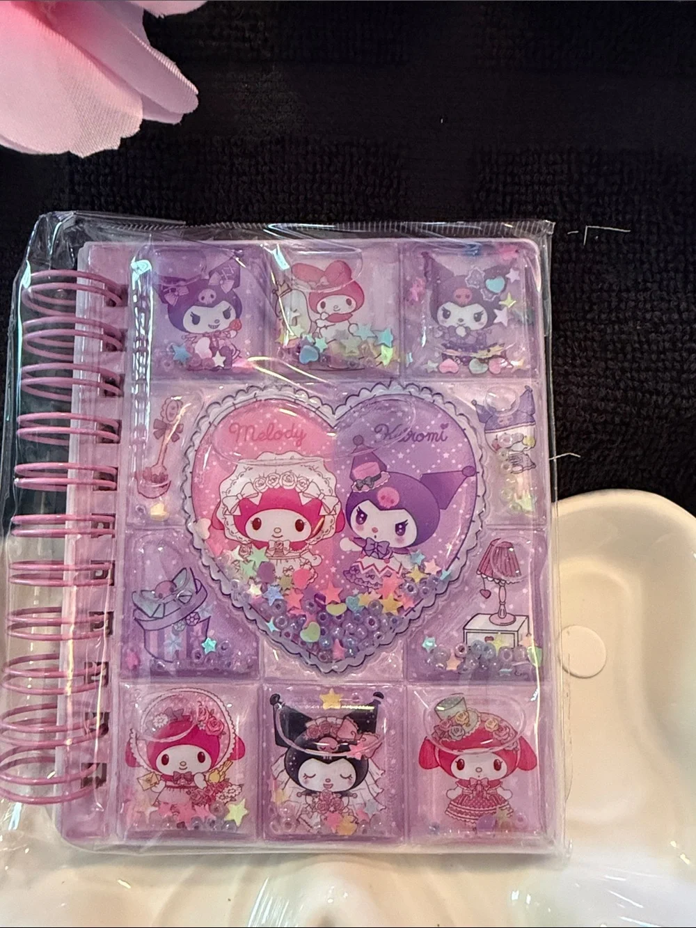 Sanrio My Melody & Kuromi Lavender Heart Shaker Notebook